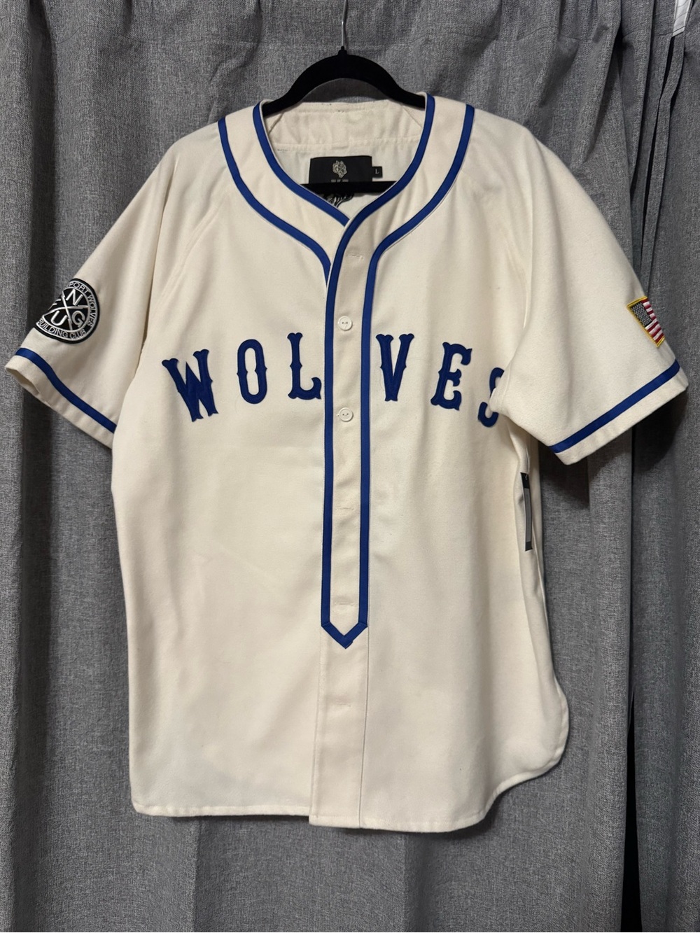 Darc Sport Men’s Cream Baseball Jersey with Blue Trim